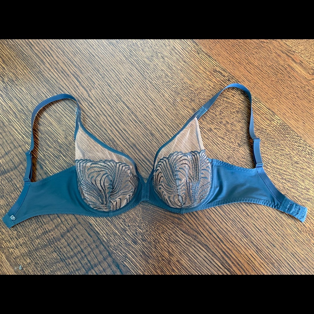 STUNNING mesh/lace swirly design bra — size 30F